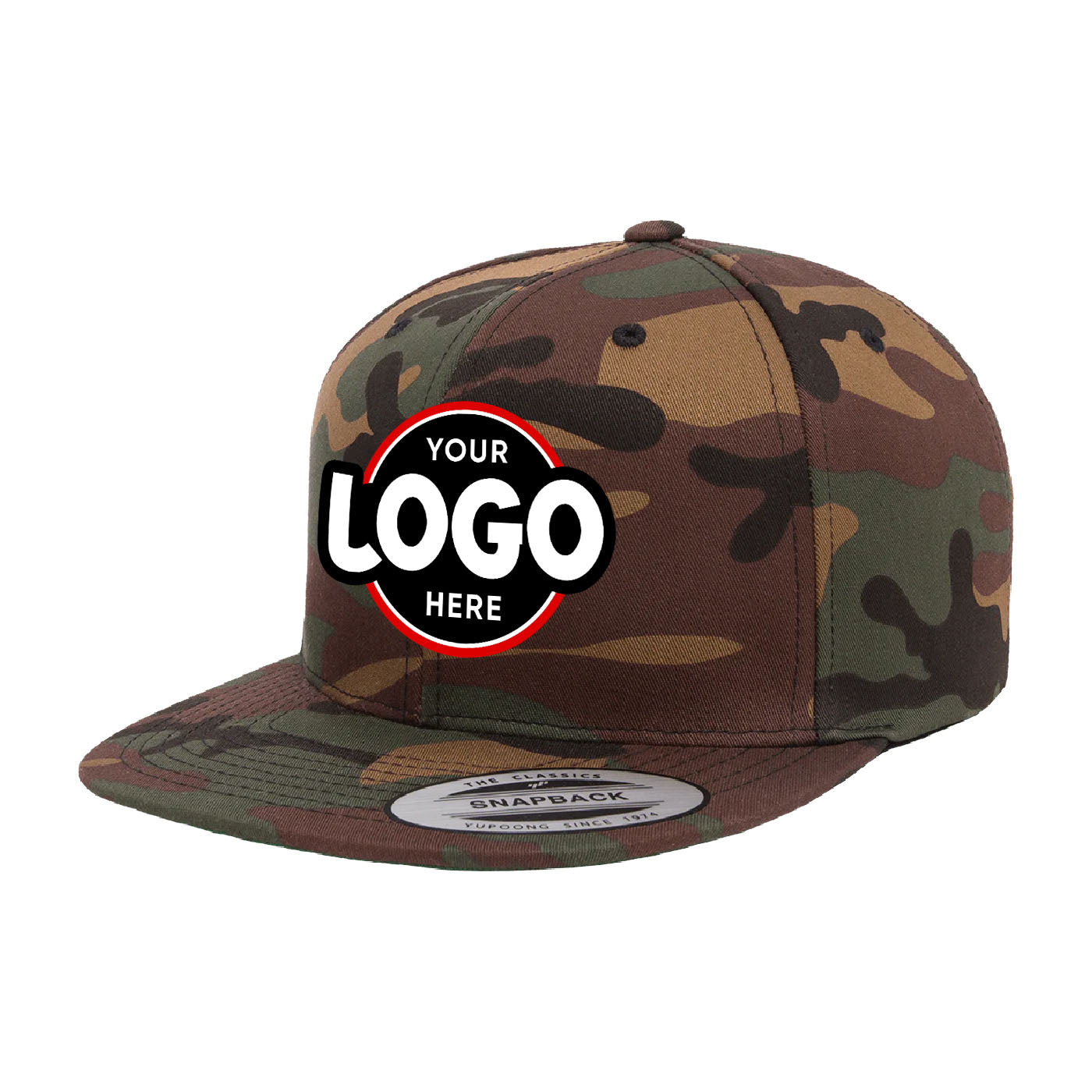 yupoo123 Custom Embroidered Yupoong 6089CM Camo Snapback Hat, Flat Bill
